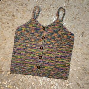 RSQ Multicolor Knit Button-Front Tank Top